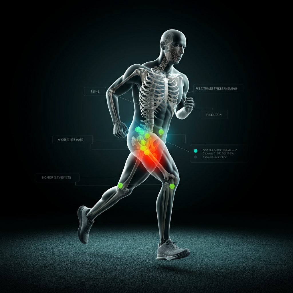 AI analyzing an athlete's motion and fatigue for injury prevention.